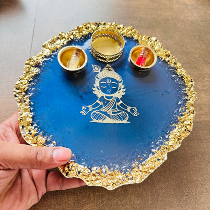 Raksha Bandhan Thali & Rakhi - Blue