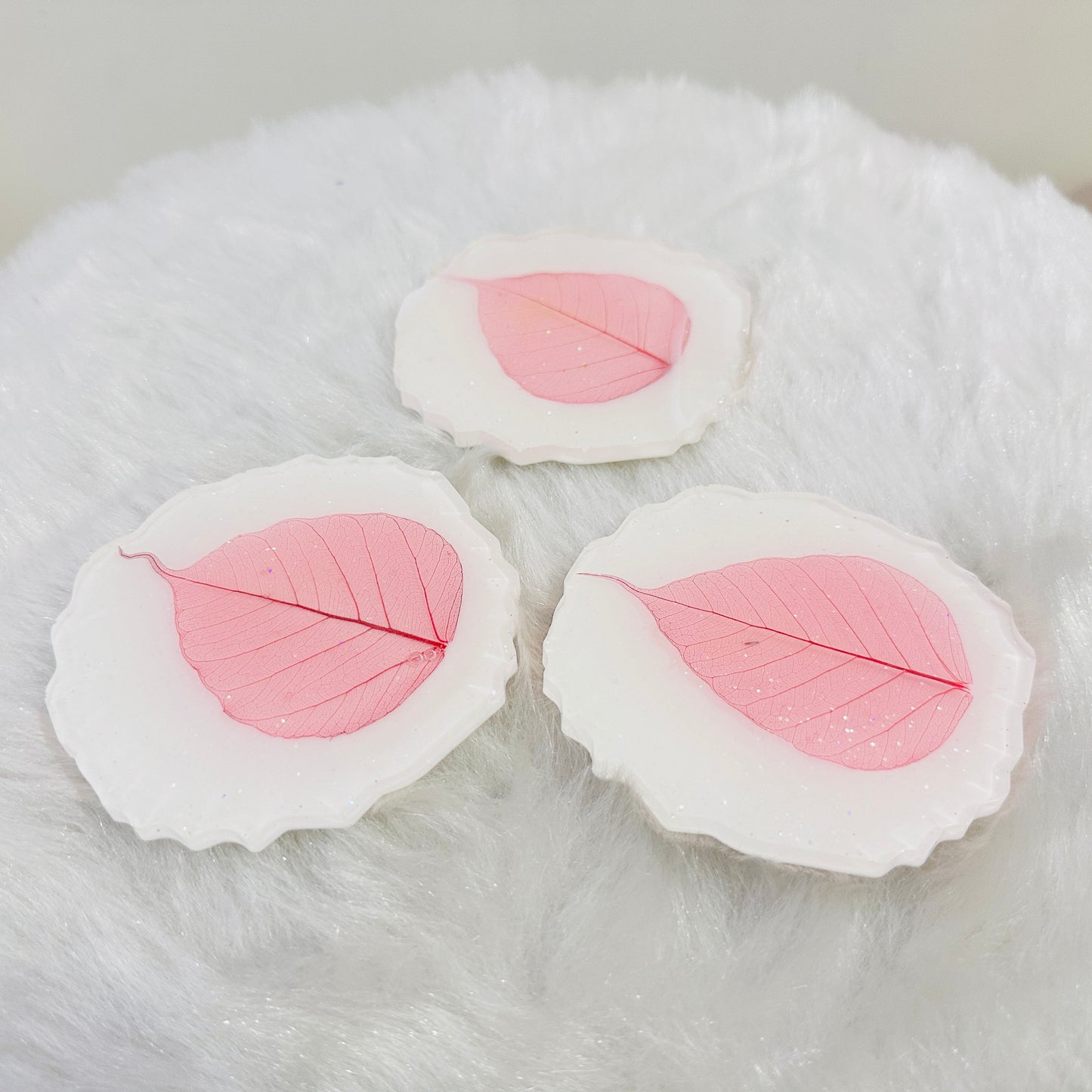 Pink Leaf Skeleton Coaster